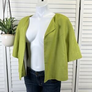 Kate Spade New York Micah Cropped Blazer‎ Jacket Moroccan Green Slub Boxy Size 8